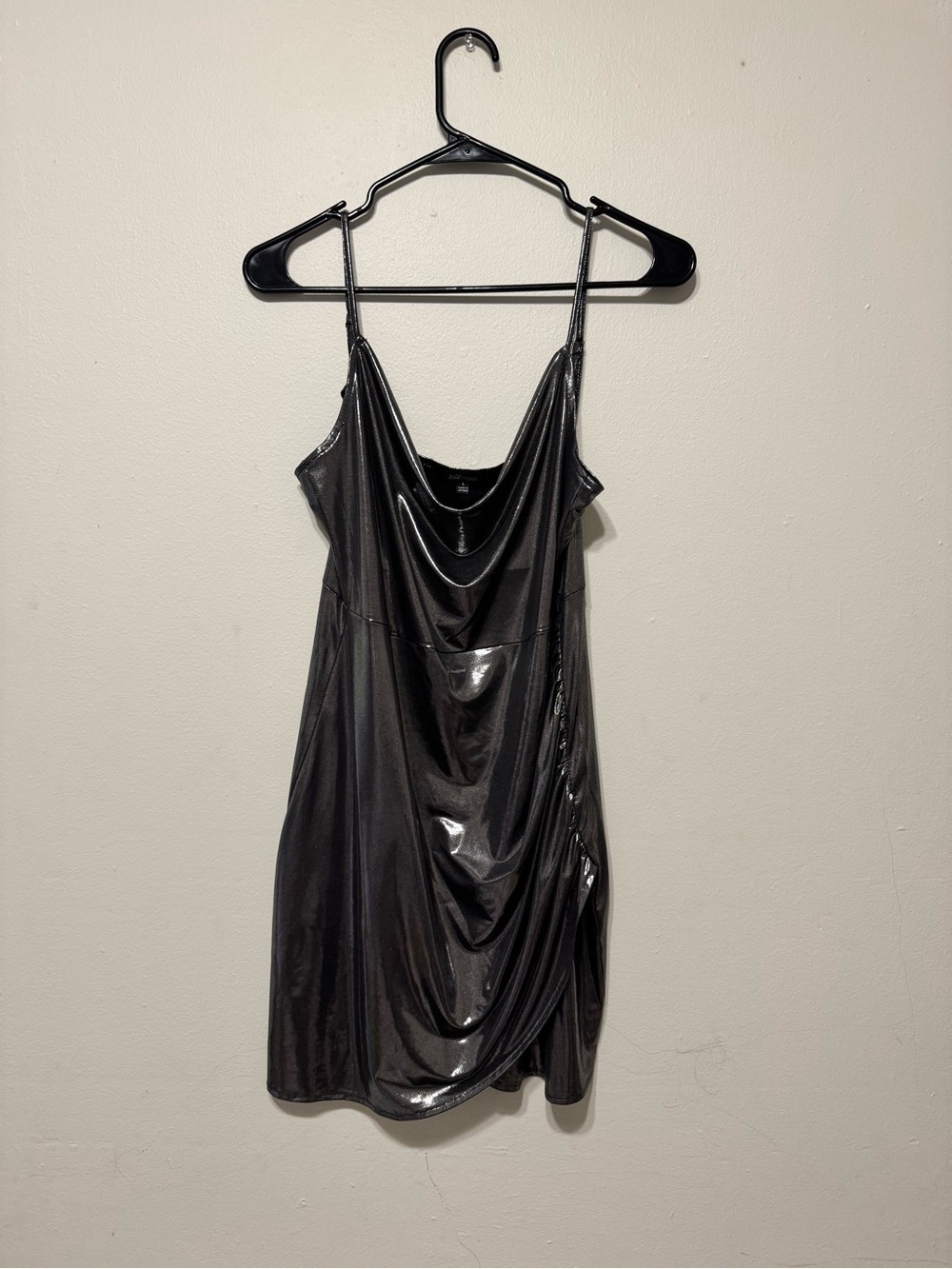 Jump Shiny metallic gun metal Mini Slip Dress